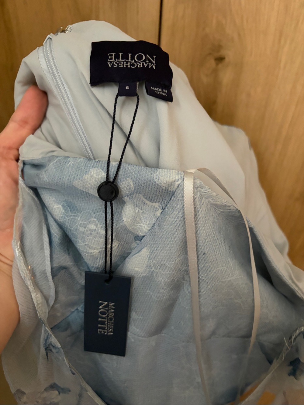 Marchesa Pale Blue Ruffled V-Neck Maxi Dress - Picture 5 of 5